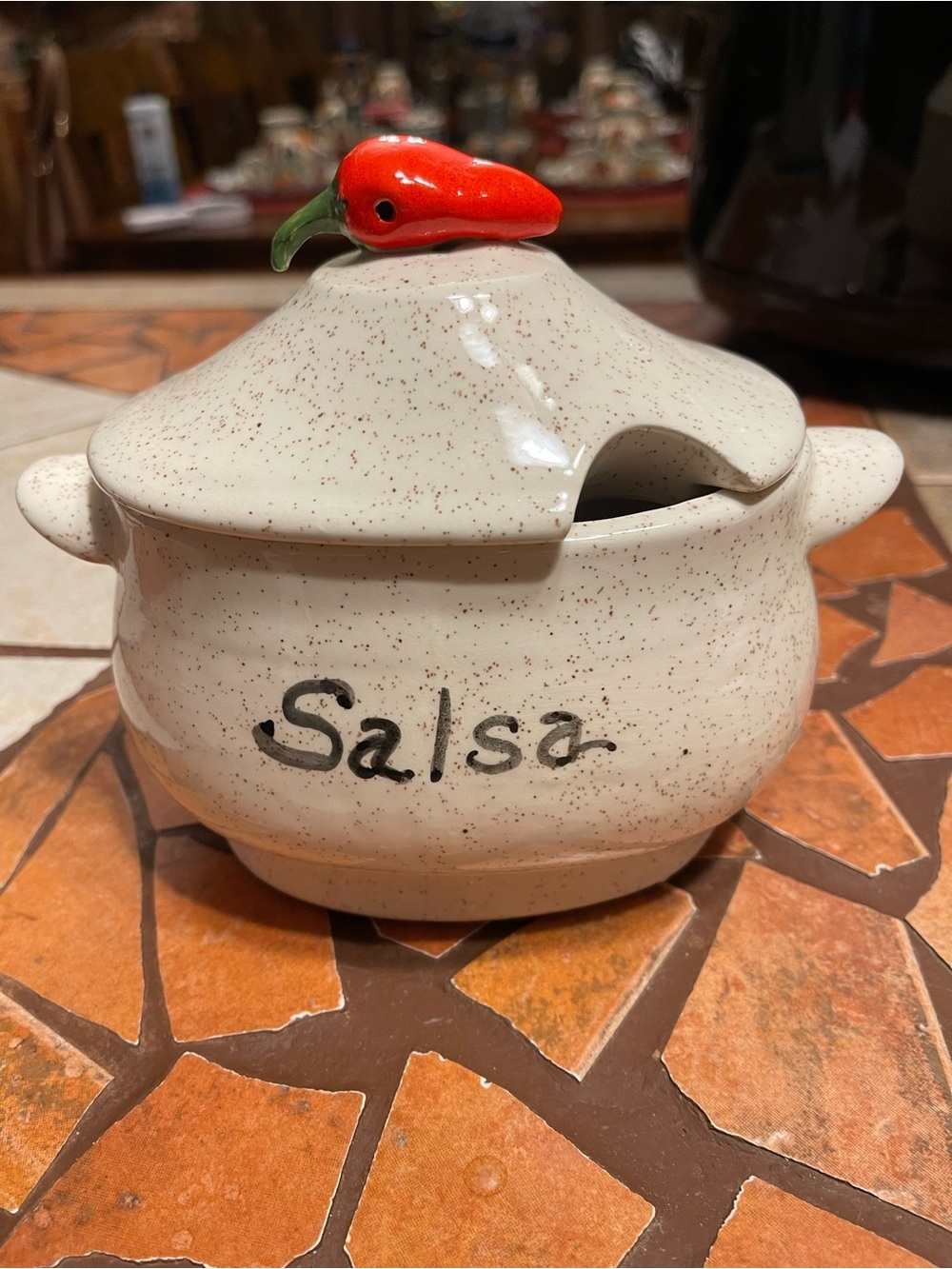 Ceramic Salsa Jar with Chili Lid